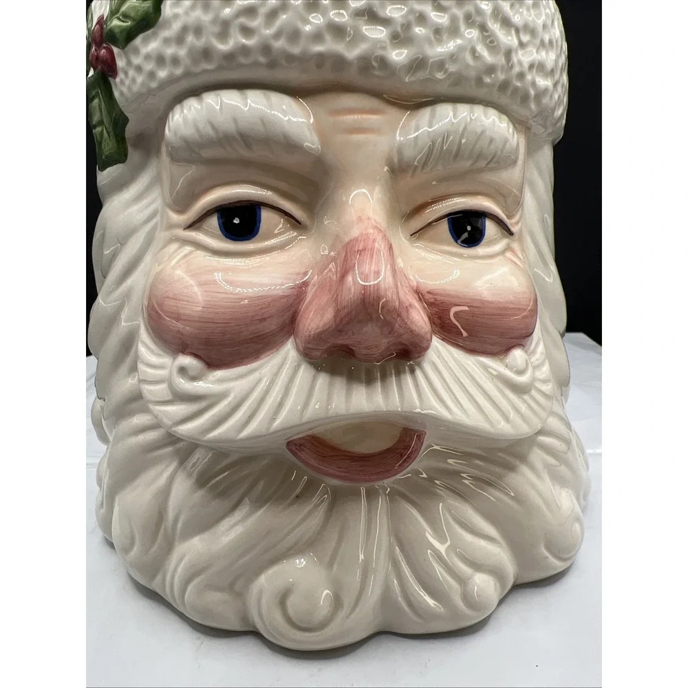 Vintage International Bazaar Christmas Santa Head Red Hat Ceramic Cookie Jar